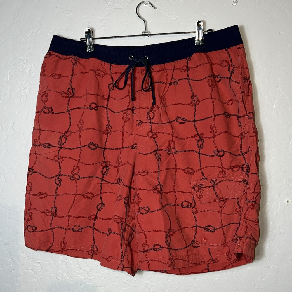 LL Bean Men's Board Shorts Swim Trunks Red Lined Size Large L. ✅ (239)